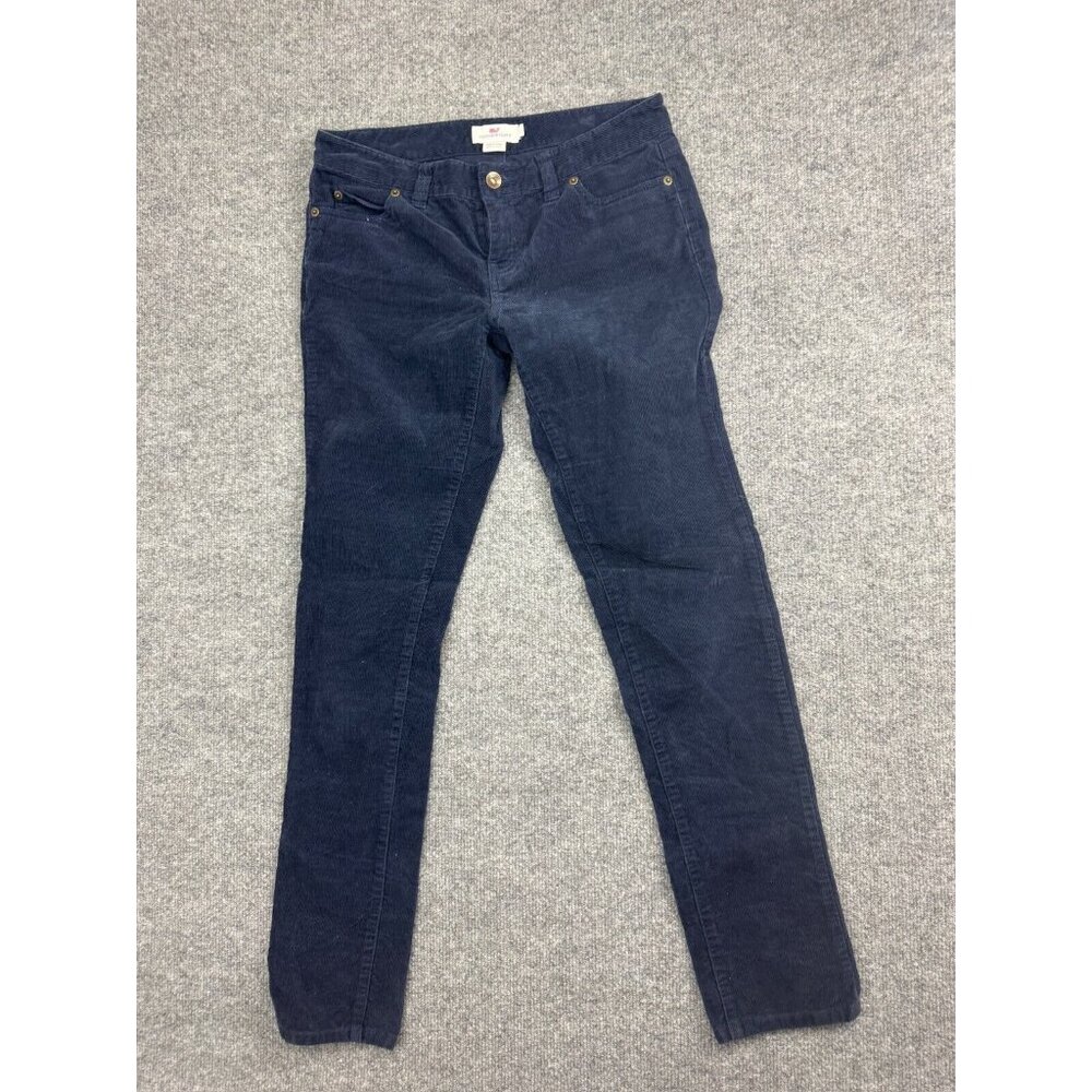 Vineyard Vines Corduroy Pants Women's 2 Navy Blue Slim Leg Mid Rise‎